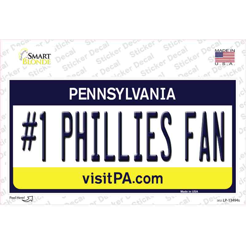 LP-13494s-M Number 1 Phillies Fan Novelty Sticker Decal, Medium