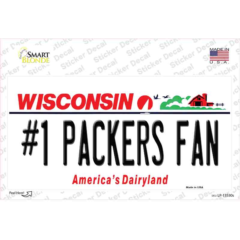 LP-13530s-M Number 1 Packers Fan Novelty Sticker Decal, Medium
