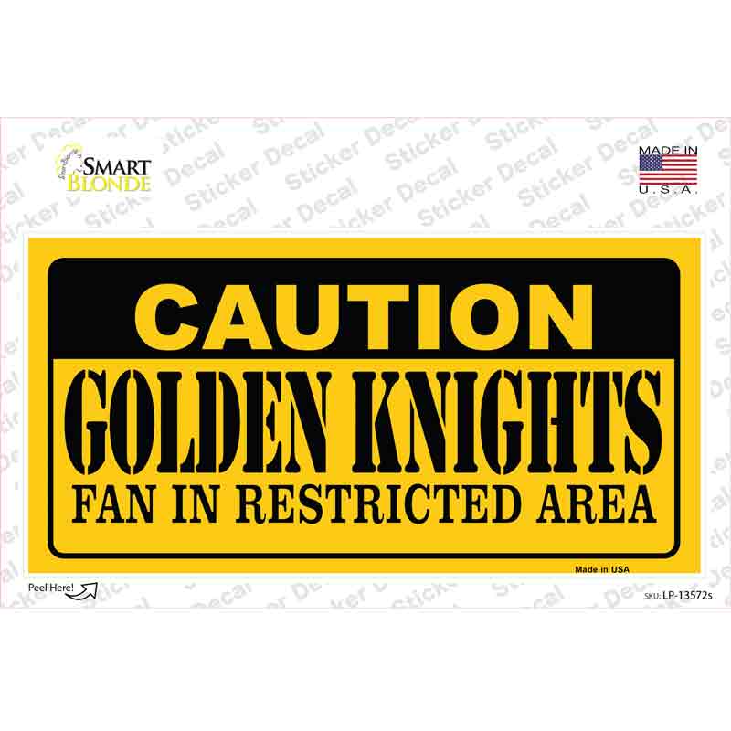 LP-13572s-M Caution Golden Knights Novelty Sticker Decal, Medium