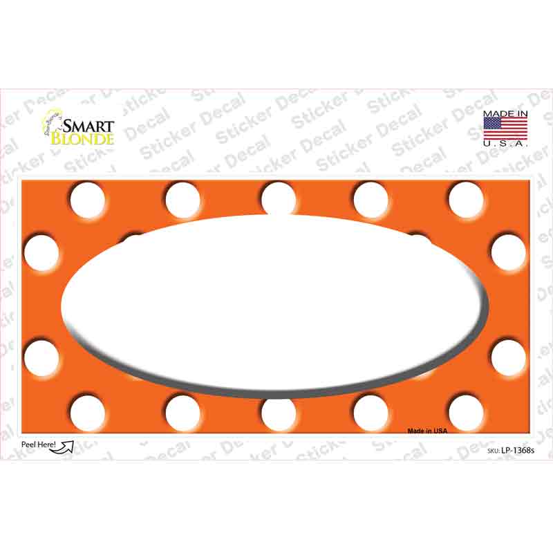 LP-1368s-M White Orange Polka Dots Center Oval Novelty Sticker Decal, Medium