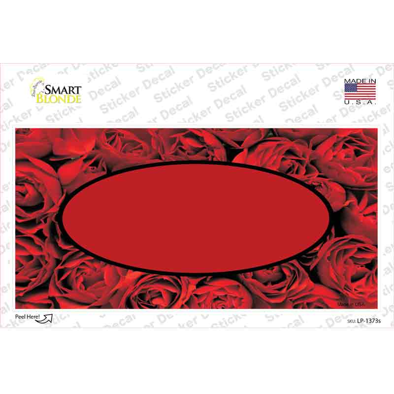 LP-1373s-M Red Roses with Center Oval Novelty Sticker Decal, Medium