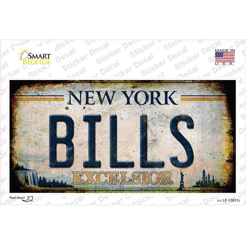 LP-13831s-M Bills Excelsior   York Rusty Novelty Sticker Decal, Medium