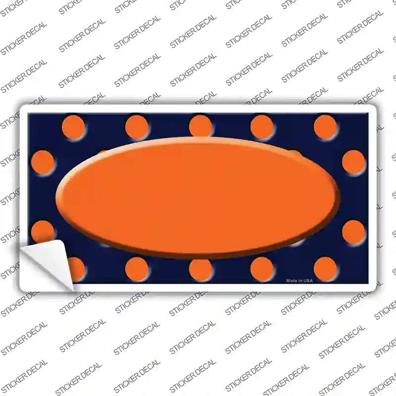 LP-1383s-L Orange Navy Blue Polka Dot Center Oval Novelty Sticker Decal, Large