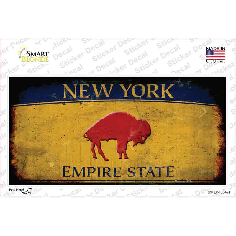 LP-13849s-M Red Buffalo NY Yellow Rusty Novelty Sticker Decal, Medium