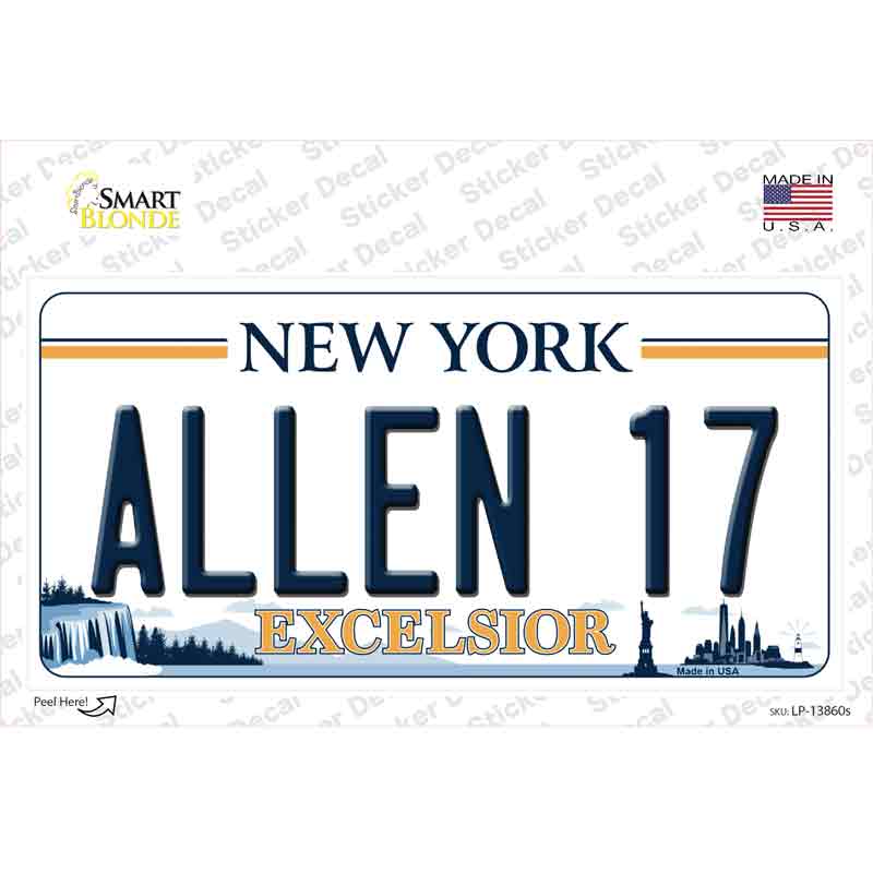 LP-13860s-M Allen 17 NY Excelsior Novelty Sticker Decal, Medium
