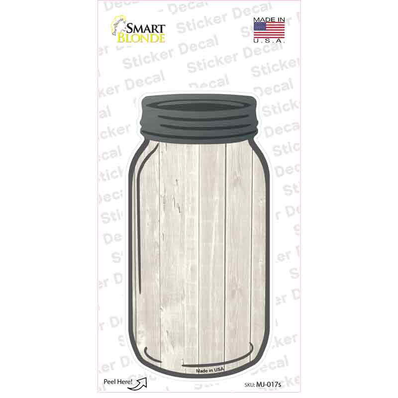 MJ-017s-M White Wash Wood Blank Novelty Mason Jar Sticker Decal, Medium