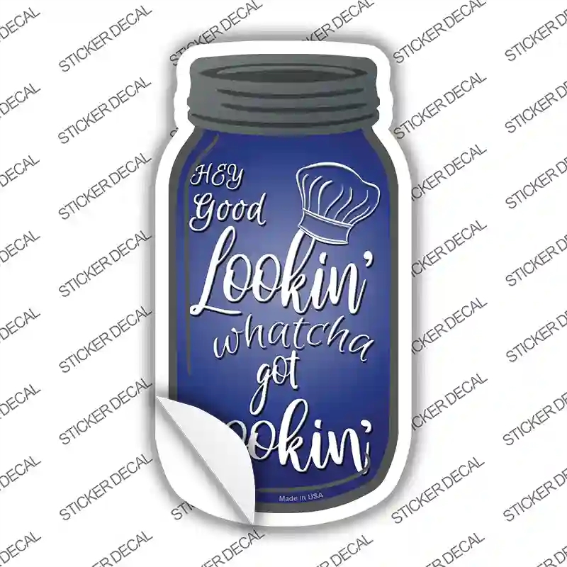 MJ-030s-L Whatcha Got Cooking Novelty Mason Jar Sticker Decal, Large
