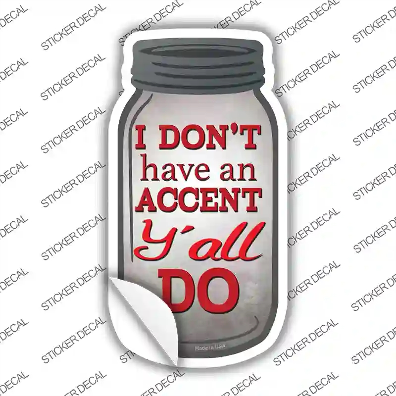 MJ-034s-L No Accent Yall Novelty Mason Jar Sticker Decal, Large