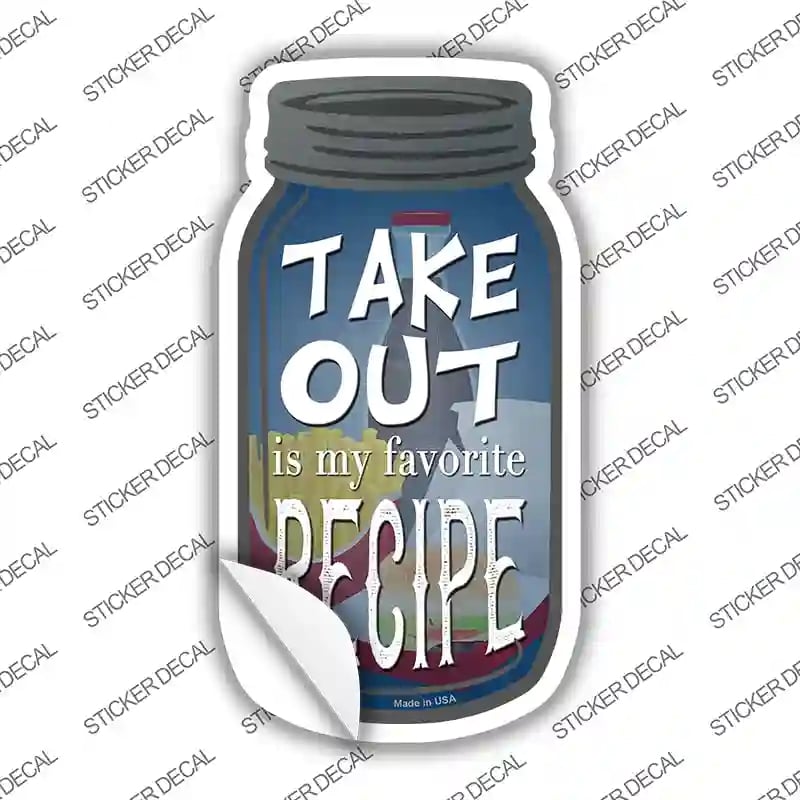 MJ-035s-L Take Out Recipe Novelty Mason Jar Sticker Decal, Large