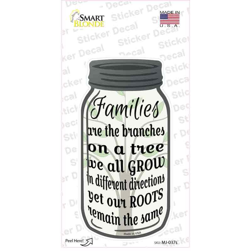 MJ-037s-M Family Tree Novelty Mason Jar Sticker Decal, Medium
