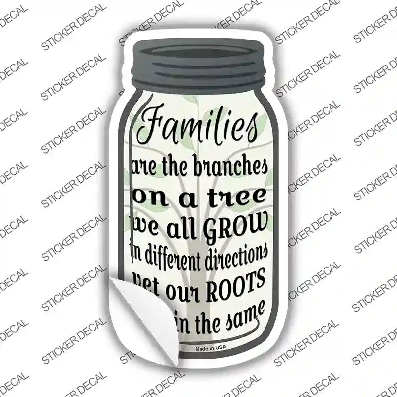 MJ-037s-S Family Tree Novelty Mason Jar Sticker Decal, Small