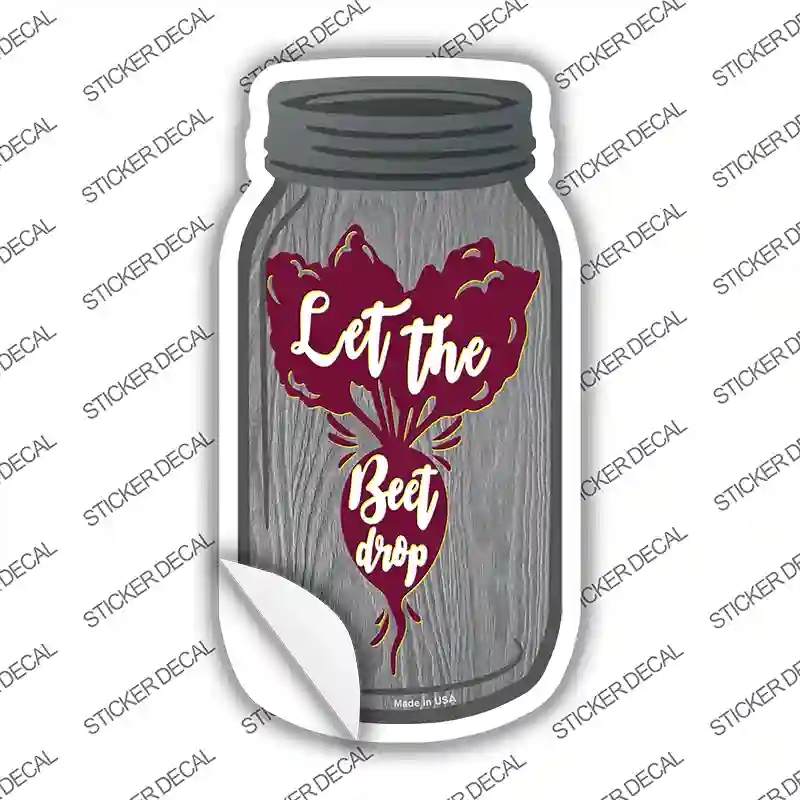 MJ-207s-S Let the Beet Drop Novelty Mason Jar Sticker Decal, Small