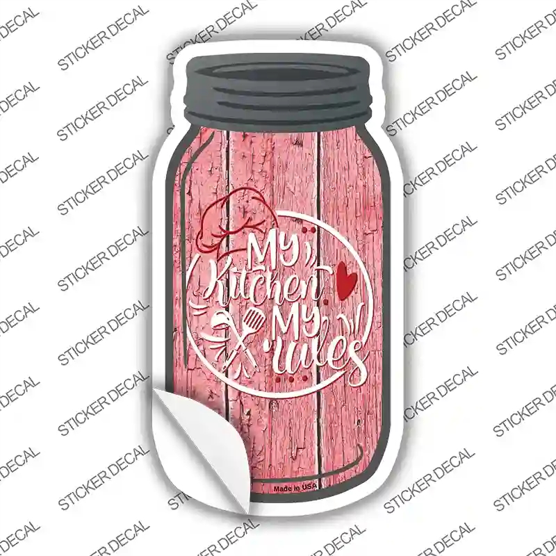 MJ-224s-L My Kitchen My Rules Logo Novelty Mason Jar Sticker Decal, Large