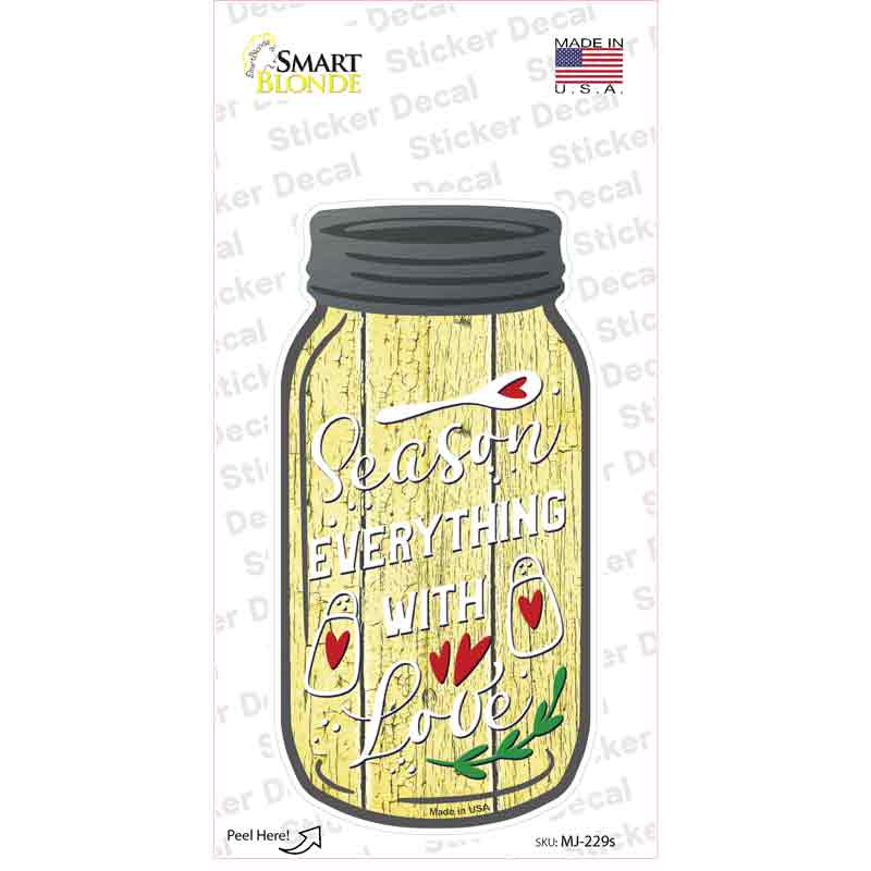 MJ-229s-M Season with Love Novelty Mason Jar Sticker Decal, Medium