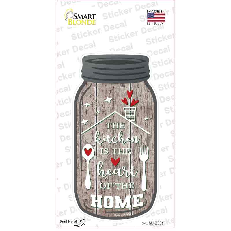 MJ-233s-M Kitchen Heart of Home Novelty Mason Jar Sticker Decal, Medium