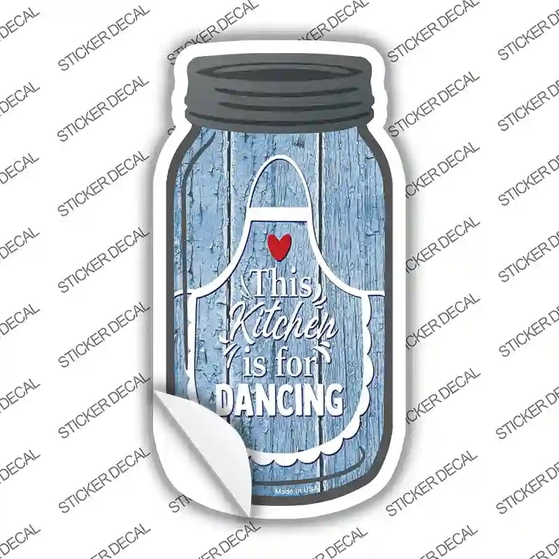 MJ-240s-S Kitchen for Dancing Blue Novelty Mason Jar Sticker Decal, Small
