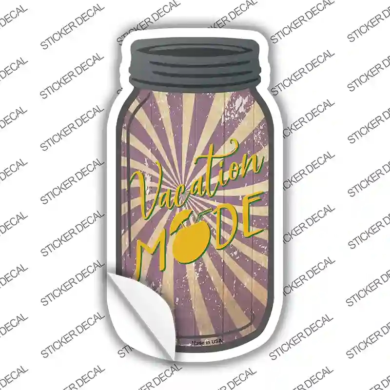 MJ-263s-L Vacation Mode Novelty Mason Jar Sticker Decal, Large