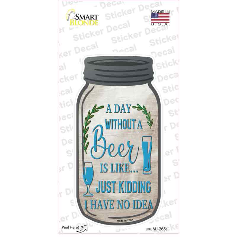 MJ-264s-M Beer in Hand Two in Cooler Novelty Mason Jar Sticker Decal, Medium