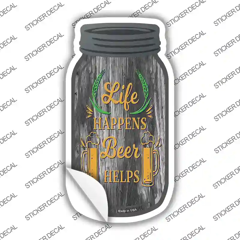 MJ-272s-S Beer Helps Novelty Mason Jar Sticker Decal, Small