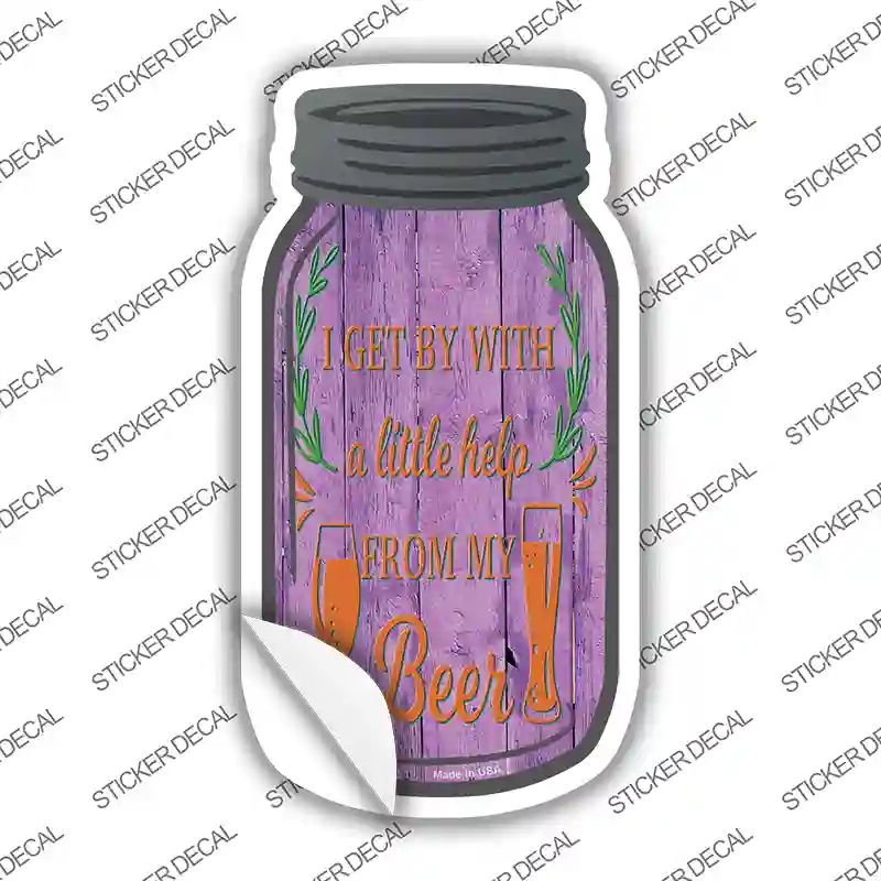MJ-277s-S Little Help From Beer Novelty Mason Jar Sticker Decal, Small