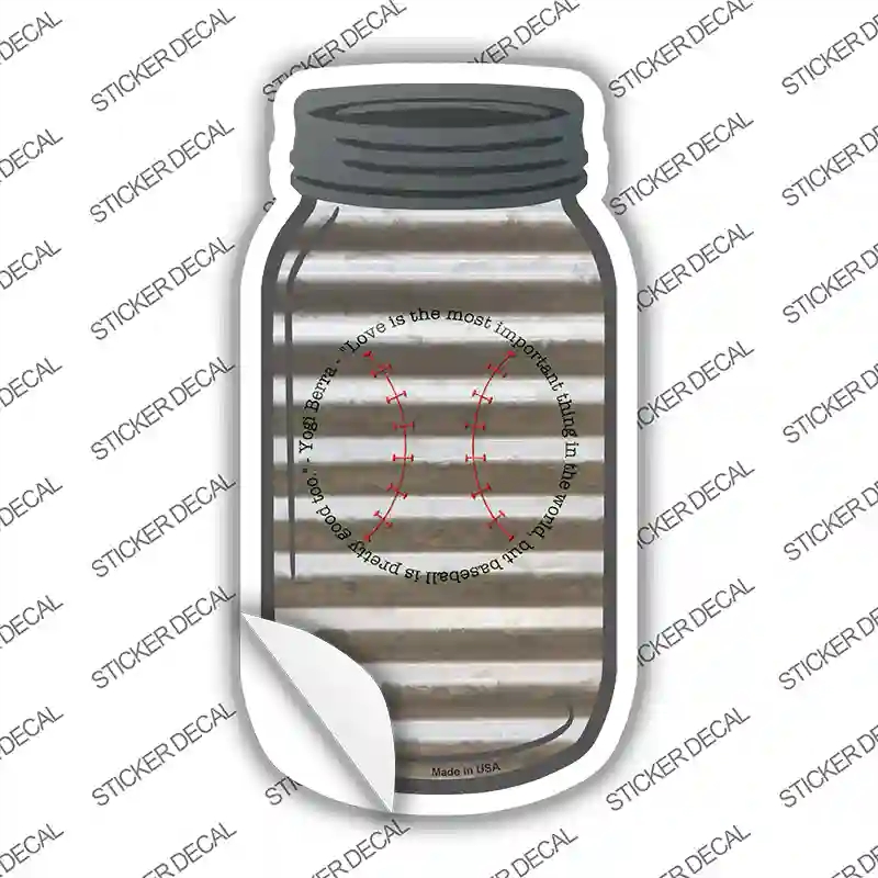 MJ-404s-S Baseball Quote Corrugated White Novelty Mason Jar Sticker Decal, Small