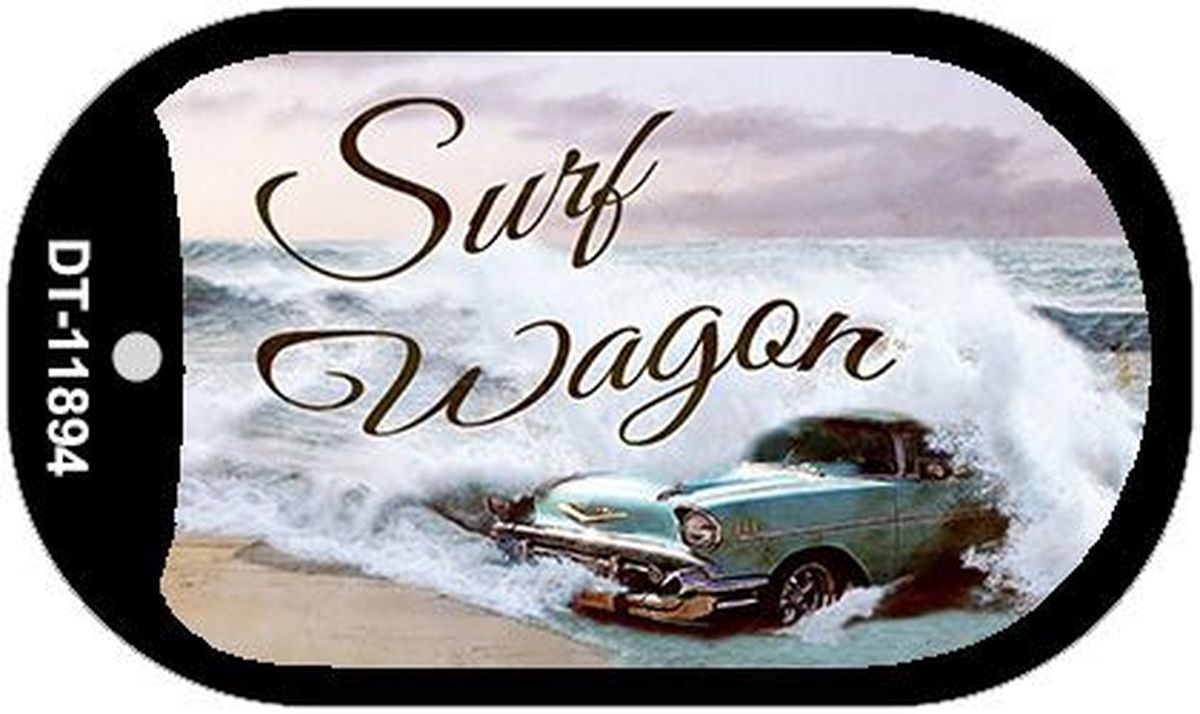 Picture of Smart Blonde DT-11894 1.5 x 2 in. Surf Wagon Novelty Metal Dog Tag Necklace