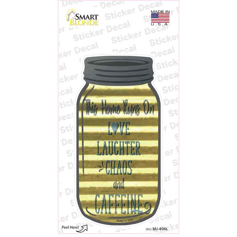 MJ-494s-M This Home Runs on Corrugated Novelty Mason Jar Sticker Decal, Medium