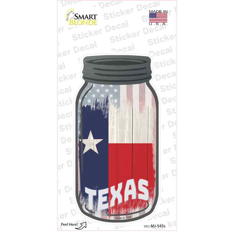 MJ-545s-M Texas USA Flag Novelty Mason Jar Sticker Decal, Medium