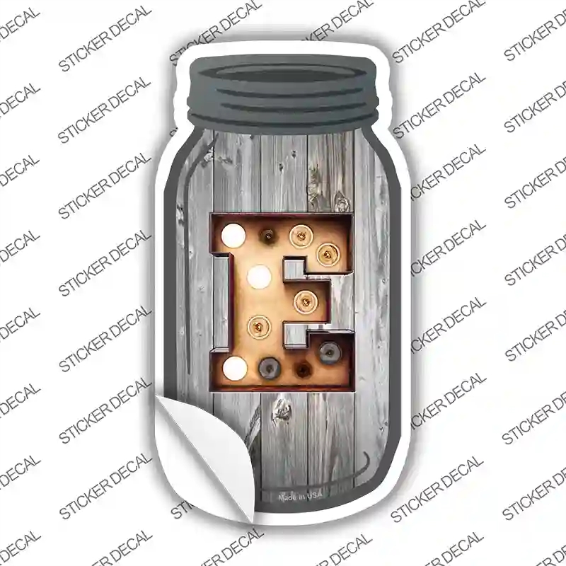 MJ-557s-S E Bulb Lettering Novelty Mason Jar Sticker Decal, Small