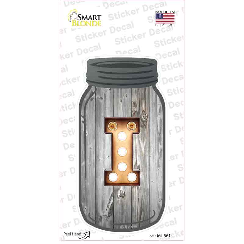 MJ-561s-M I Bulb Lettering Novelty Mason Jar Sticker Decal, Medium