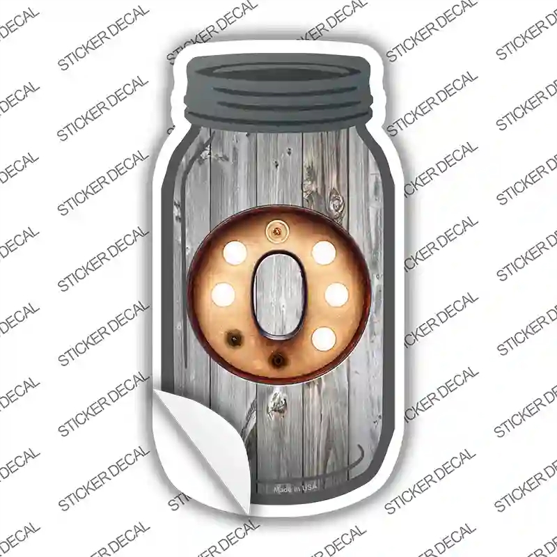 MJ-567s-S O Bulb Lettering Novelty Mason Jar Sticker Decal, Small