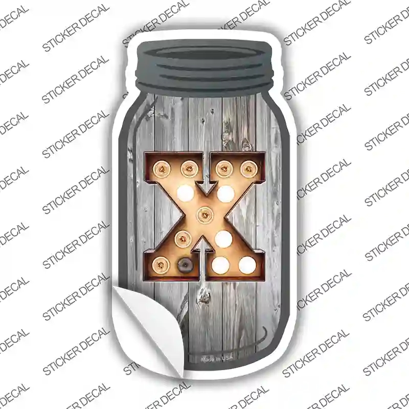 MJ-576s-L X Bulb Lettering Novelty Mason Jar Sticker Decal, Large