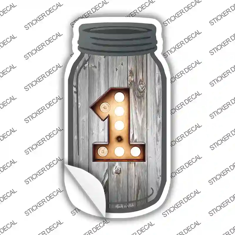 MJ-580s-L 1 Bulb Lettering Novelty Mason Jar Sticker Decal, Large