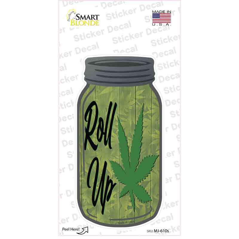 MJ-610s-M Roll Up Novelty Mason Jar Sticker Decal, Medium