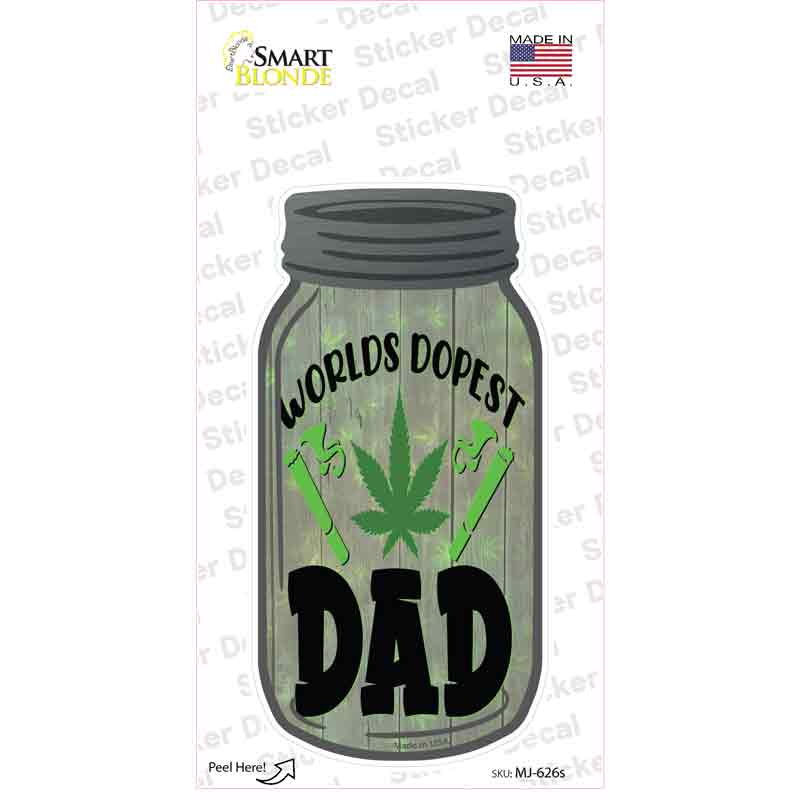 MJ-626s-M Worlds Dopest Dad Novelty Mason Jar Sticker Decal, Medium