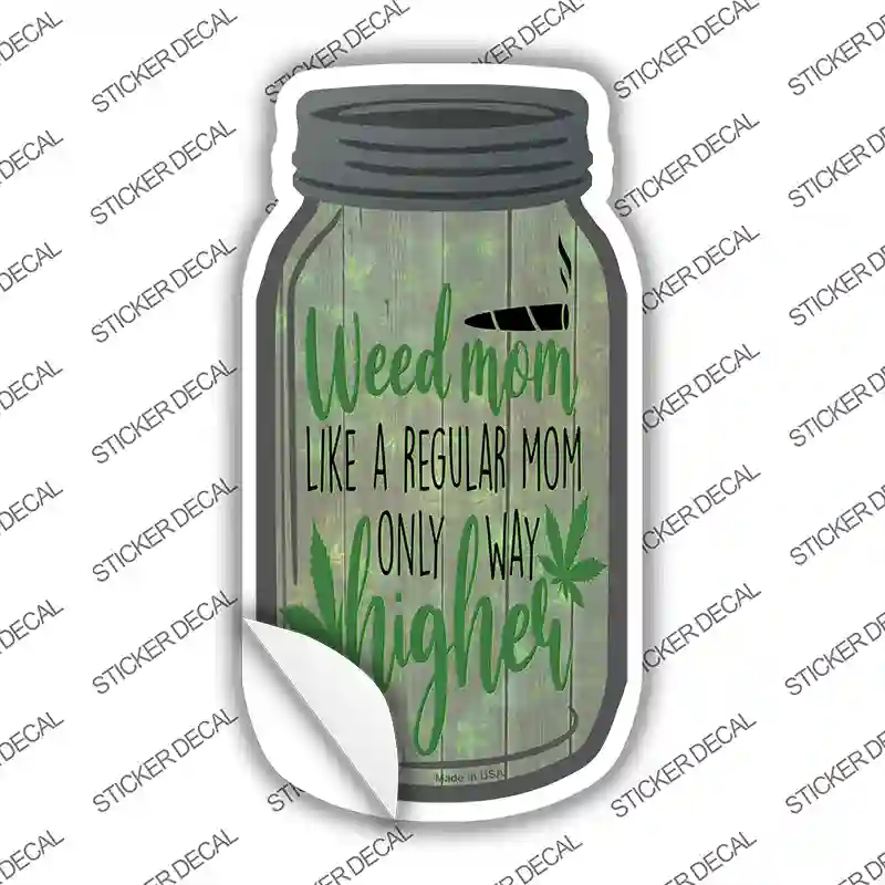 MJ-628s-L Weed Mom Novelty Mason Jar Sticker Decal, Large