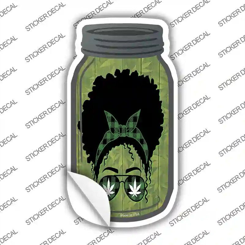 MJ-631s-L Weed Lady Novelty Mason Jar Sticker Decal, Large