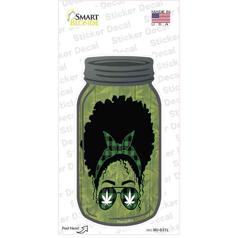 MJ-631s-M Weed Lady Novelty Mason Jar Sticker Decal, Medium