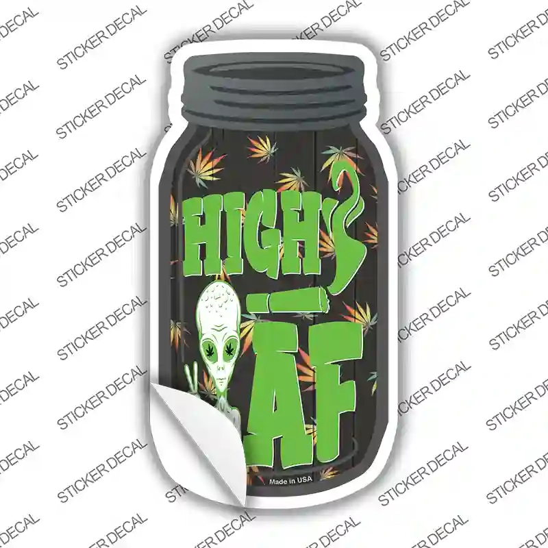 MJ-638s-L Alien High AF Novelty Mason Jar Sticker Decal, Large