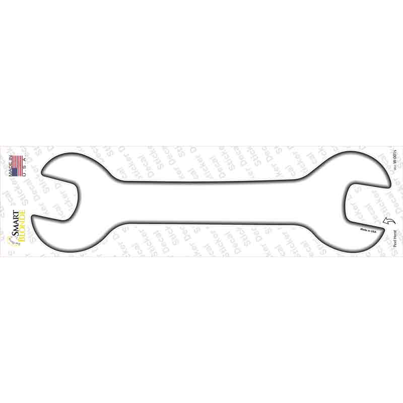 W-001s-M White Novelty Wrench Sticker Decal, Medium