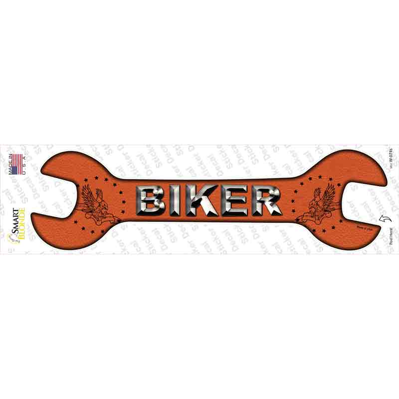 W-074s-M Biker Novelty Wrench Sticker Decal, Medium