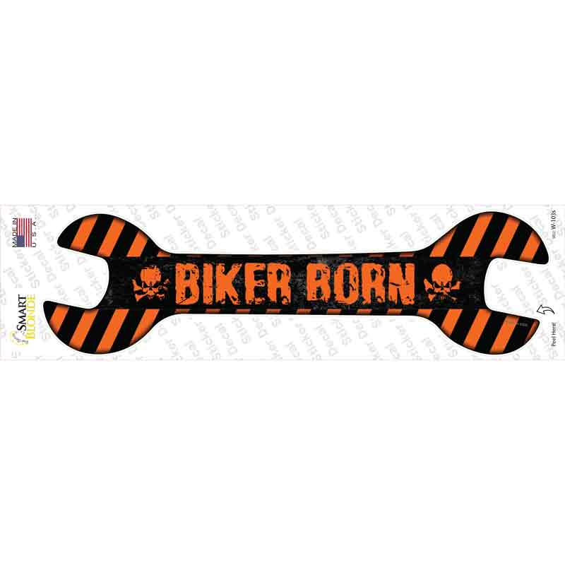 W-103s-M Biker Born Novelty Wrench Sticker Decal, Medium
