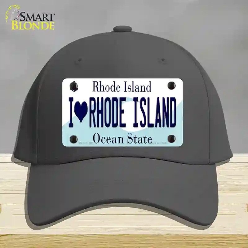 HAT04-MLP-11180 I Love Rhode Island State Novelty License Plate Hat, Cotton - Charcoal