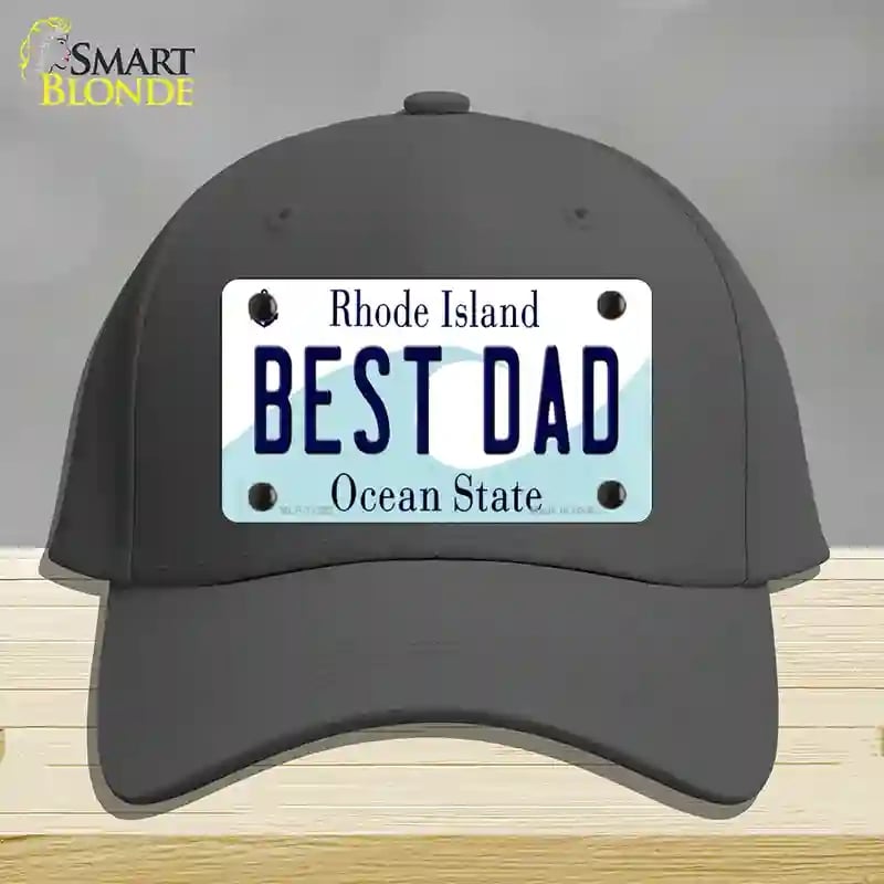 HAT04-MLP-11222 Best Dad Rhode Island State Novelty License Plate Hat, Cotton - Charcoal