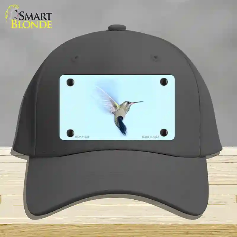 HAT04-MLP-11245 Hummingbird in Flight, Blue Novelty License Plate Hat - Cotton - Charcoal
