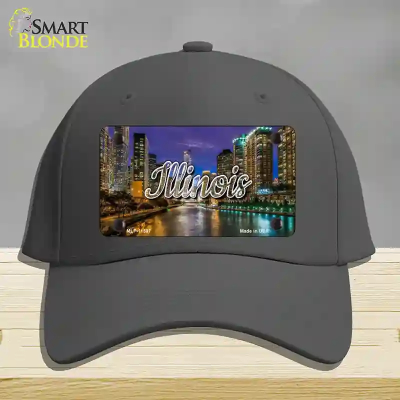 HAT04-MLP-11597 Illinois River City Lights State Novelty License Plate Hat, Cotton - Charcoal