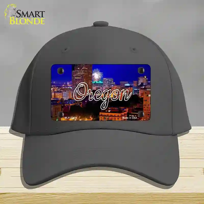 HAT04-MLP-11625 Oregon Firework City Lights State Novelty License Plate Hat, Cotton - Charcoal