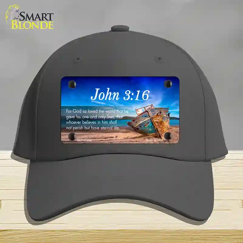 HAT04-MLP-11868 John 3 16 Beach Novelty License Plate Hat, Cotton - Charcoal