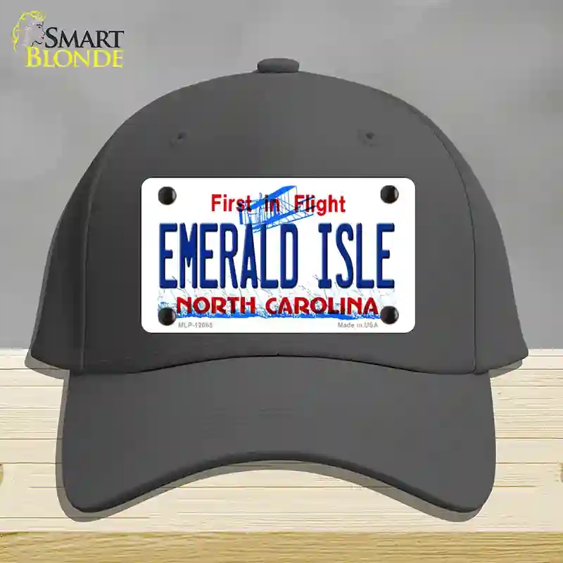 HAT04-MLP-12085 Emerald Island North Carolina State Novelty License Plate Hat, Cotton - Charcoal