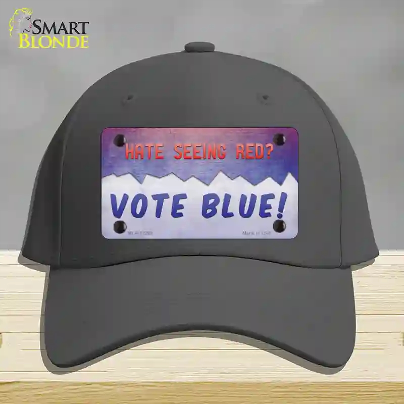 HAT04-MLP-12268 Hate Seeing Red Vote Blue Novelty License Plate Hat, Cotton - Charcoal